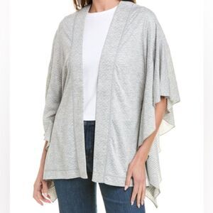 Cabi ATC Reversible Cape Poncho Jacket Gray Polka Dot White Stripe Size XS